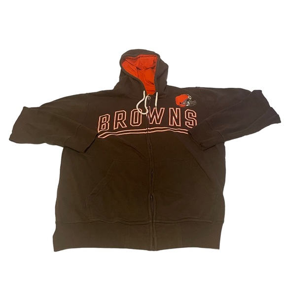 Cleveland Browns Hoodie Men Large Brown Heavyweight Casual Embroidered Logo - Picture 1 of 9